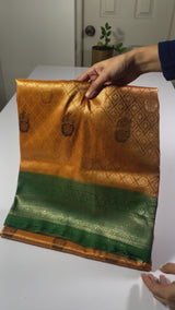Brocade soft silk saree with contrast pallu & blouse - MBS6881