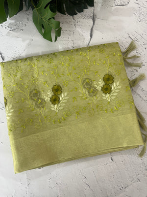 Tissue silk saree with embroidery MSH240