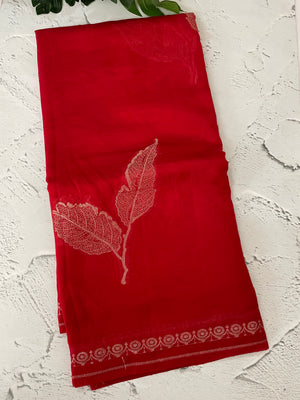 Blended Banarasi silk organza saree with zari weaving MSSA499 ChilliRed
