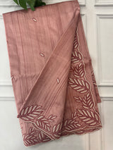 Embroidered Crepe blended tussar silk saree MS14479 DuskyPeach