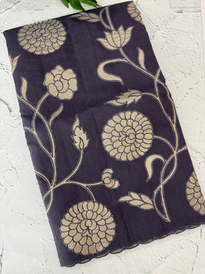 Viscose organza saree with applqiue work - MSH930 DarkPurple