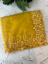 Soft Organza saree with embroidery borders - MSH5777 Mustard