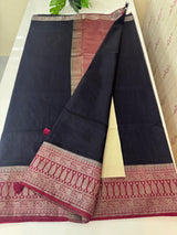 Jute linen sarees with contrast pallu & blouse MJL456