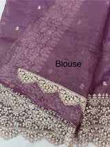 Soft crush Organza saree with embroidery and pearl work MS14790