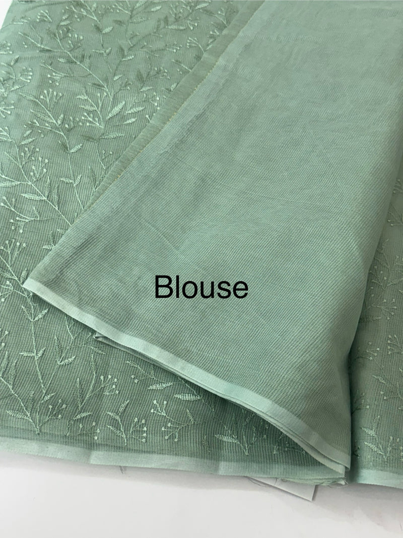 Supernet embriodery saree MS7854- JadeGreen