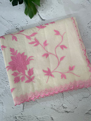 Lightweight Kota Moonga checks saree with applique work MSH288