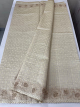 Cutwork blended tussar saree   - Cream MS5222