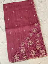 Cutwork Semi tussar saree MTSS674 DarkOnion