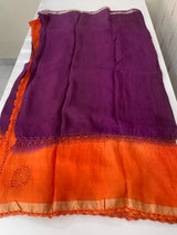 Chiffon georgette saree with crochet work - MS7633