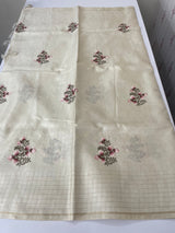 Blended tussar saree with embriodery - MS8667 PearlCream