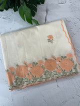 Mul chanderi embriodery saree with scalloped borders MSH176