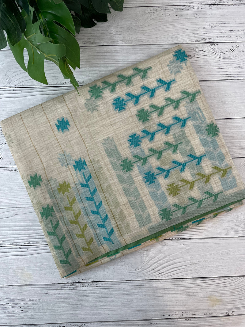 Jamdani silk Cotton Saree with blouse MS12551