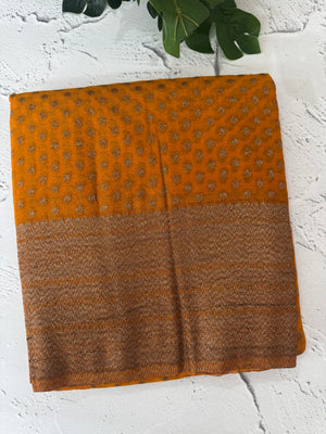 Semi banarasi Khaddi Georgette saree - MS1476 Mustard