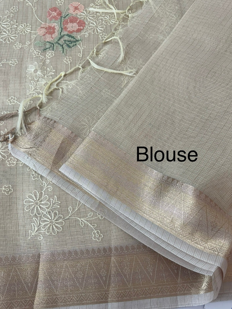 Tissue Silk embriodery saree MS49892