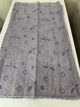 Moonga checks saree with prints and embroidery MSH154- DuskyLavender
