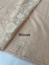 Mul chanderi applique work saree  MSH146 - PastelPeach