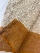 Semi katan Banarasi saree with antique zari weaving MSKZ250 Offwhite & Mustard