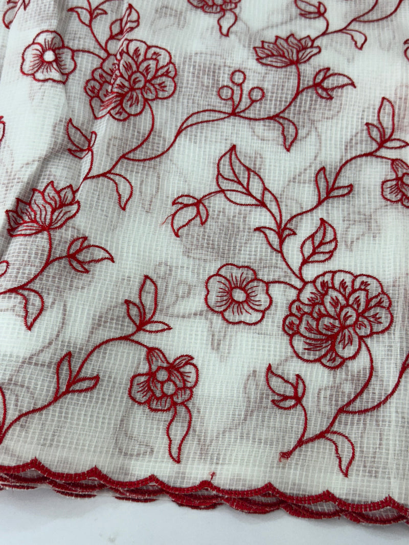 NetKota embriodery saree  MSH119 Red & White
