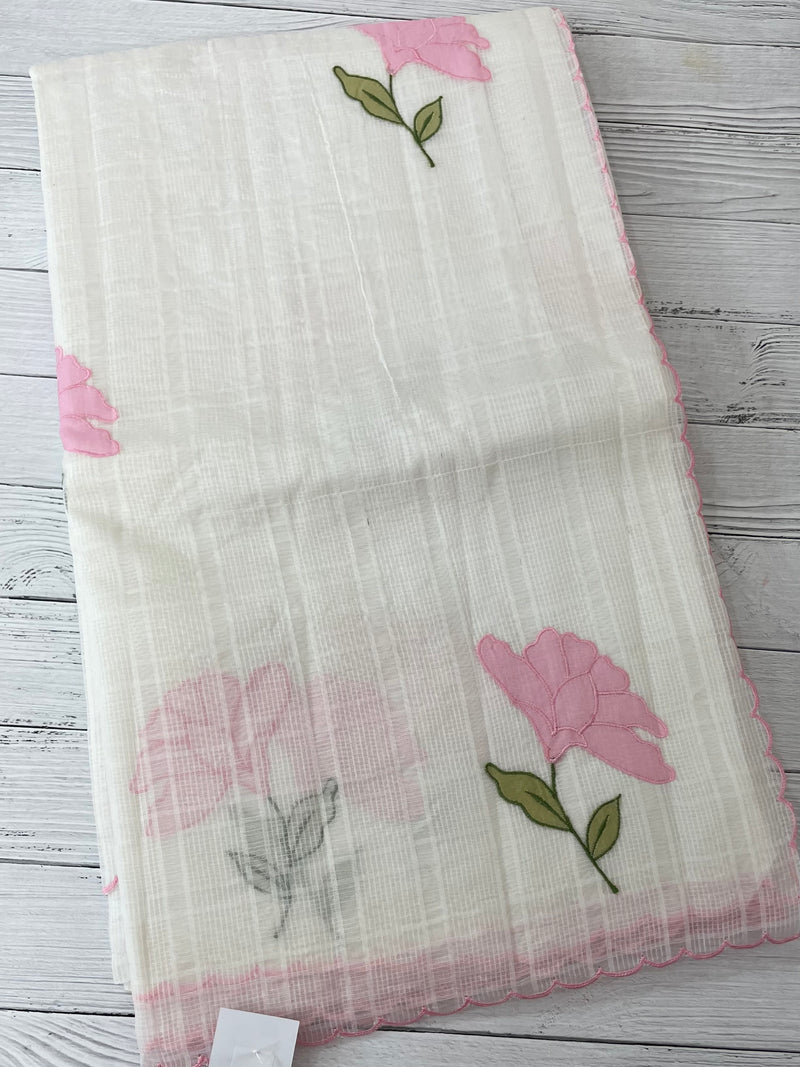 Kota silk cotton saree with applique work MS81789