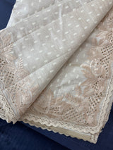Cutwork blended tussar saree   - Cream MS5222