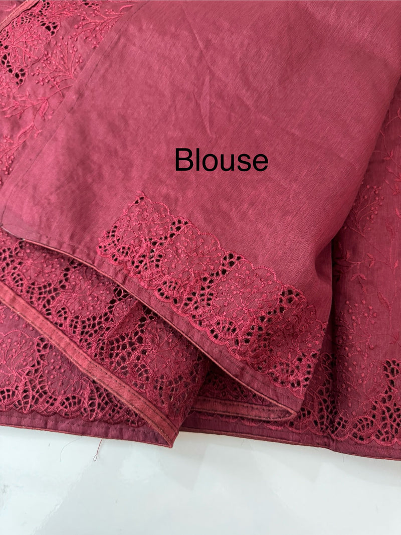 Cutwork Blended tussar saree with thread work MTS9078