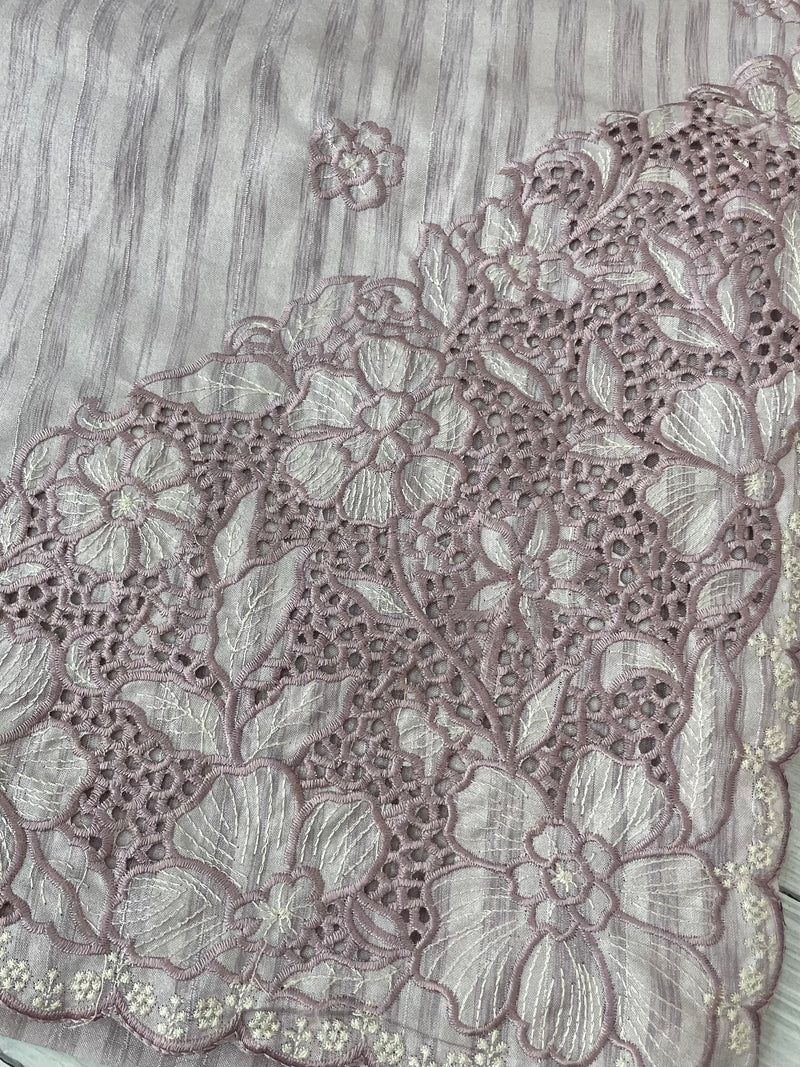 Semi silk saree with cutwork on pallu MSR908- Dusky Lavender