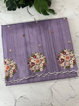 Blended tussar silk saree with embroidery- MS1072 Lavender