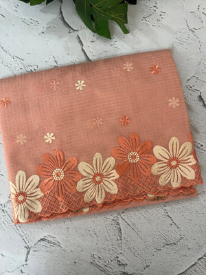 Soft Tissue kota embroidery saree MSK4660 Peach