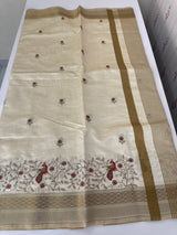 Blended tussar silk saree with embroidery- MSH490