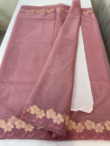Soft organza saree with turkish applique borders- MCW735