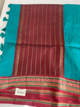 Jute tussar silk saree with contrast borders MJL655