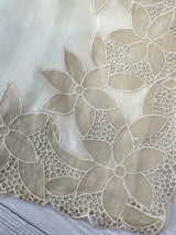 Georgette - Organza saree with applique work MS5089- Cream