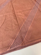 Supernet saree with crochet work and lace border MCJ5433 -Peach(Design - Diagonal Crochet)