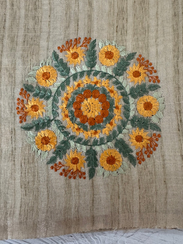 Blended tissue tussar saree with embriodery - MS8945