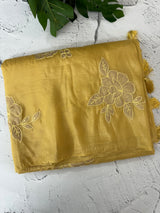 Soft Crush Organza Applique work saree with tissue applique work MS14978 ButterYellow
