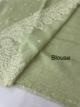 Soft Chanderi saree with embroidery borders- MCK77 LightGreen