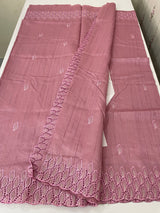 Semi tussar saree with cutwork MSHK566 OnionPink