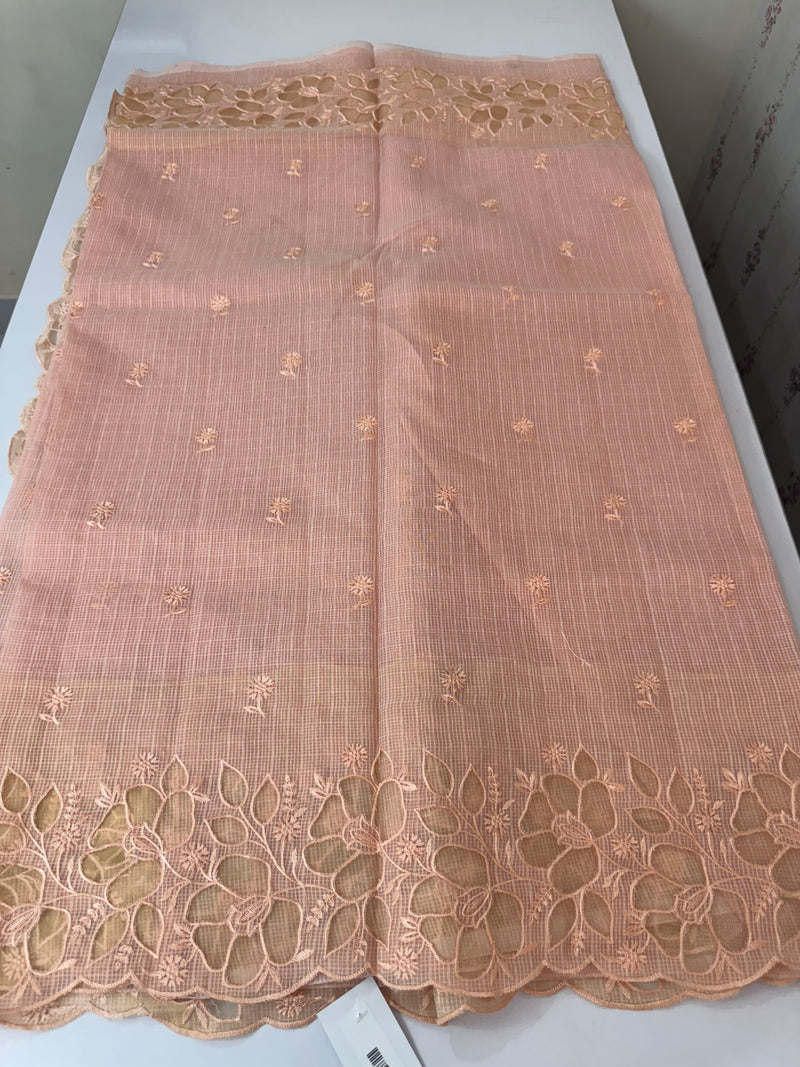 Soft kota silk saree with applique work MS85432 Peach
