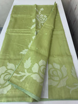 Blended Tussar silk saree with applique work- MSH200 PistaGreen