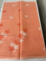Kota checks saree with embroidery MS7699- Peach
