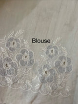 Crushed Matka Blended Tussar silk saree with embroidery MS4890- Cream