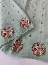 Soft kota silk saree with embroidery MSS678- PastelGreen