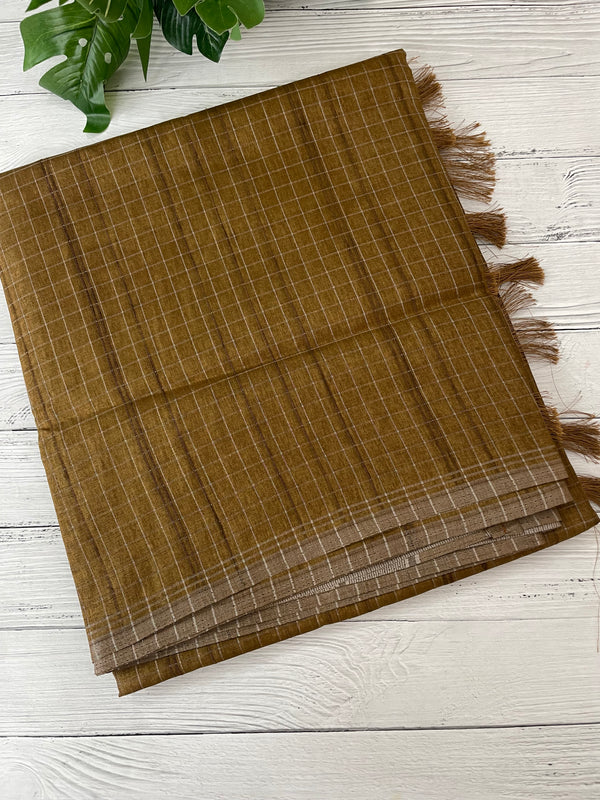 Semi silk saree in check pattern MSR699