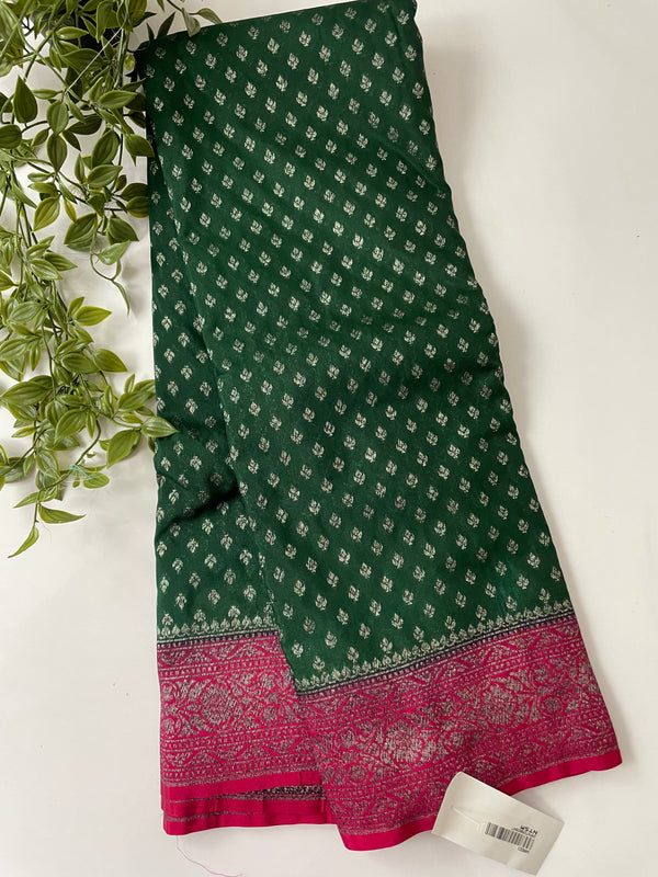 Banarasi viscose Georgette saree MKGS663- Green & Pink