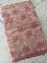 Premium Crush Organza saree with thread work- MCW863 PastelPink