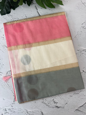 Semi chanderi saree with multi color polka dots- MSF334
