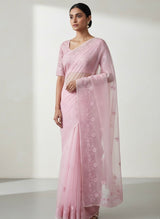 Semi organza saree with lace embroidery MSH117