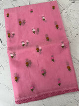 Kota checks saree with embroidery MS7679(1) Pink