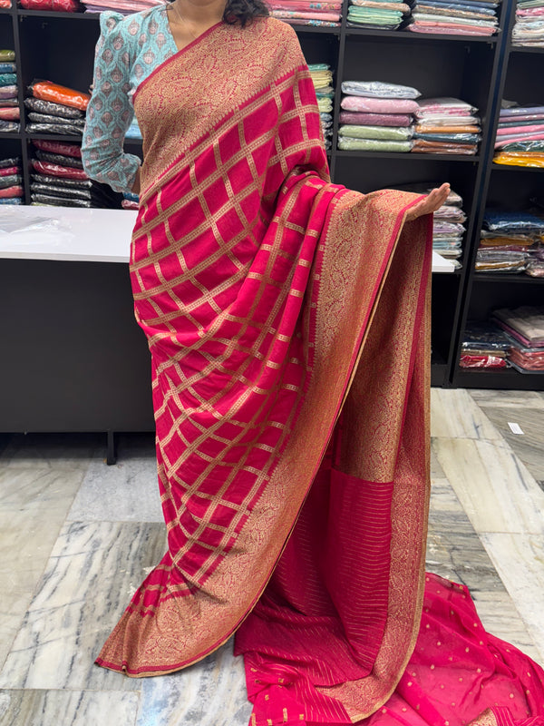 Semi banarasi Khaddi Georgette saree - MS1498 Ranipink