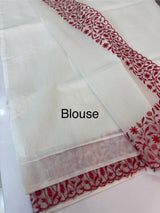Kota silk saree with embroidery MSB643 White & Red